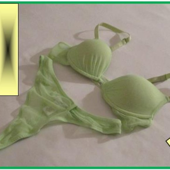RAMPAGE LIME GREEN SHEER NET BRA SET - Picture 5 of 15